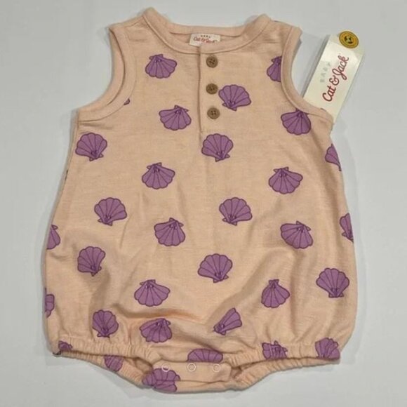 3/$15 Cat & Jack – Girls’ Pink 6-9 Mnth Sleeveless Shell Print Bodysuit - Picture 1 of 5